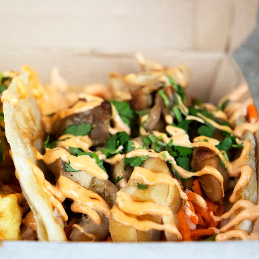 10 inch Munch Box Market Deeping filled with donner, chicken tikka and chips from Eastern Promise near Peterborough