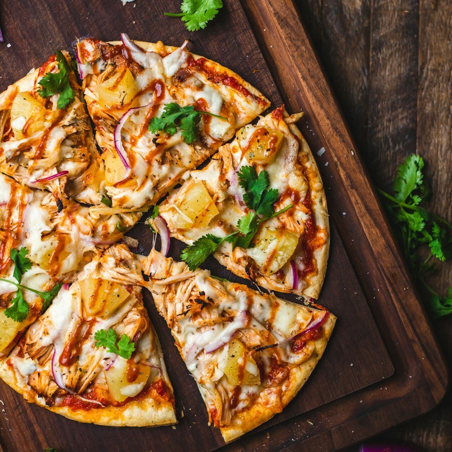 BBQ Pizza Market Deeping with chicken, sweetcorn and peppers from Eastern Promise