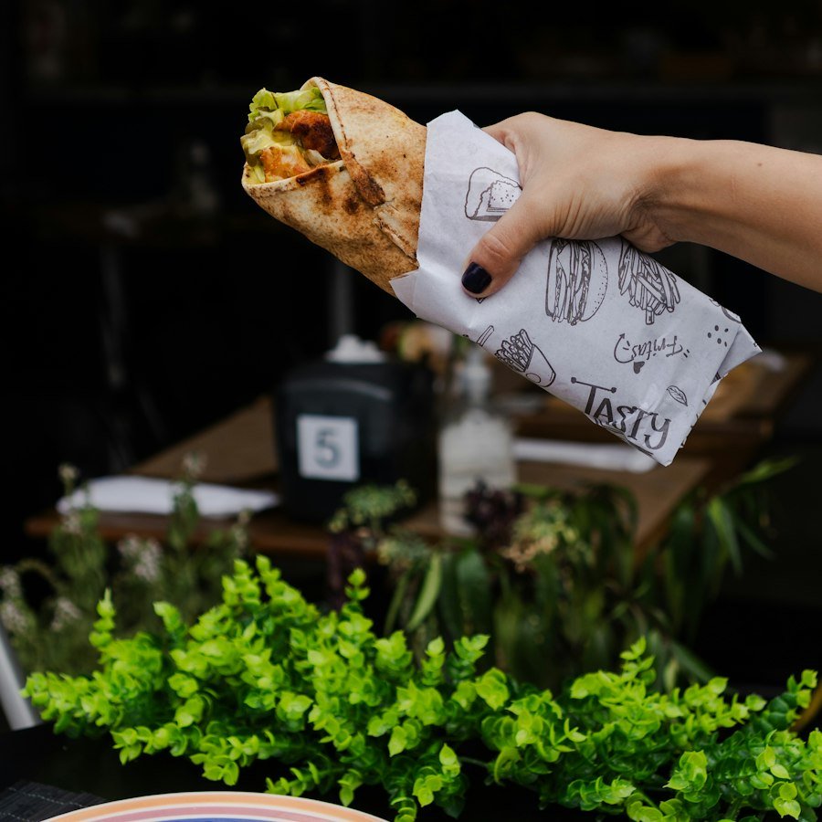 Chicken Donner Wrap Market Deeping, chicken donner wrap meal with chips from Eastern Promise