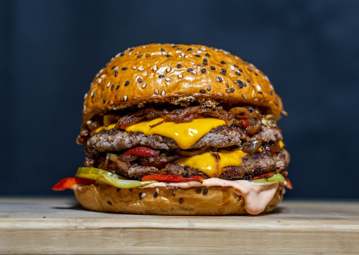 Double cheese burger from Eastern Promise